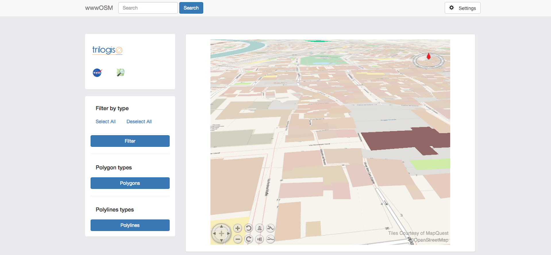 2D View with OSM tiles